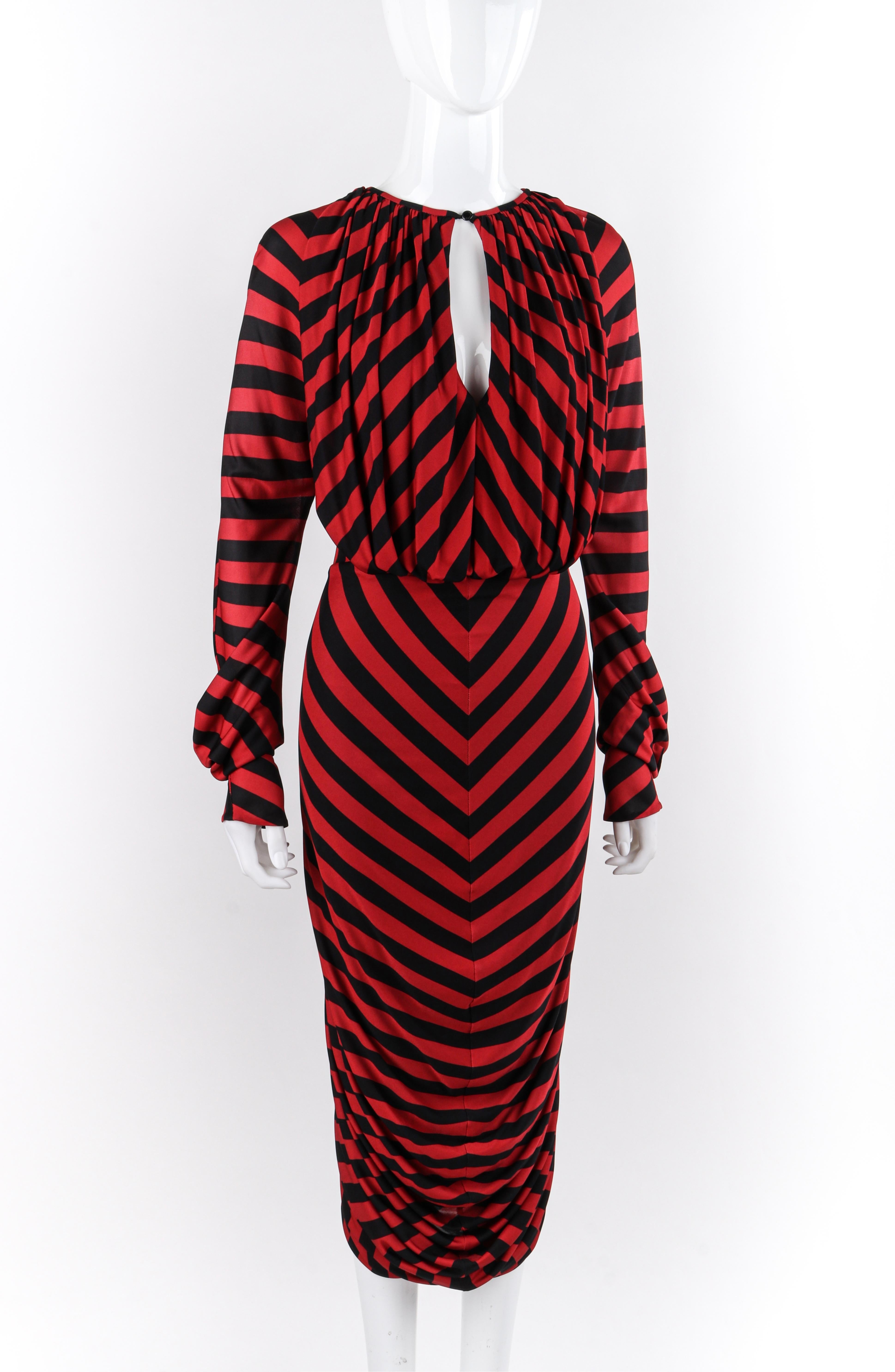 Red Black Chevron Ruched Dress For Sale ...